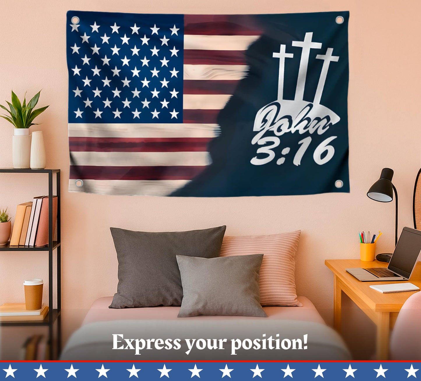 3x5 Ft American Flags Polyester with Two Brass Grommets - Faith Over Fear House Yard Decor Banner. Easter Outdoor or Indoor Flag. Flag for 4th of July