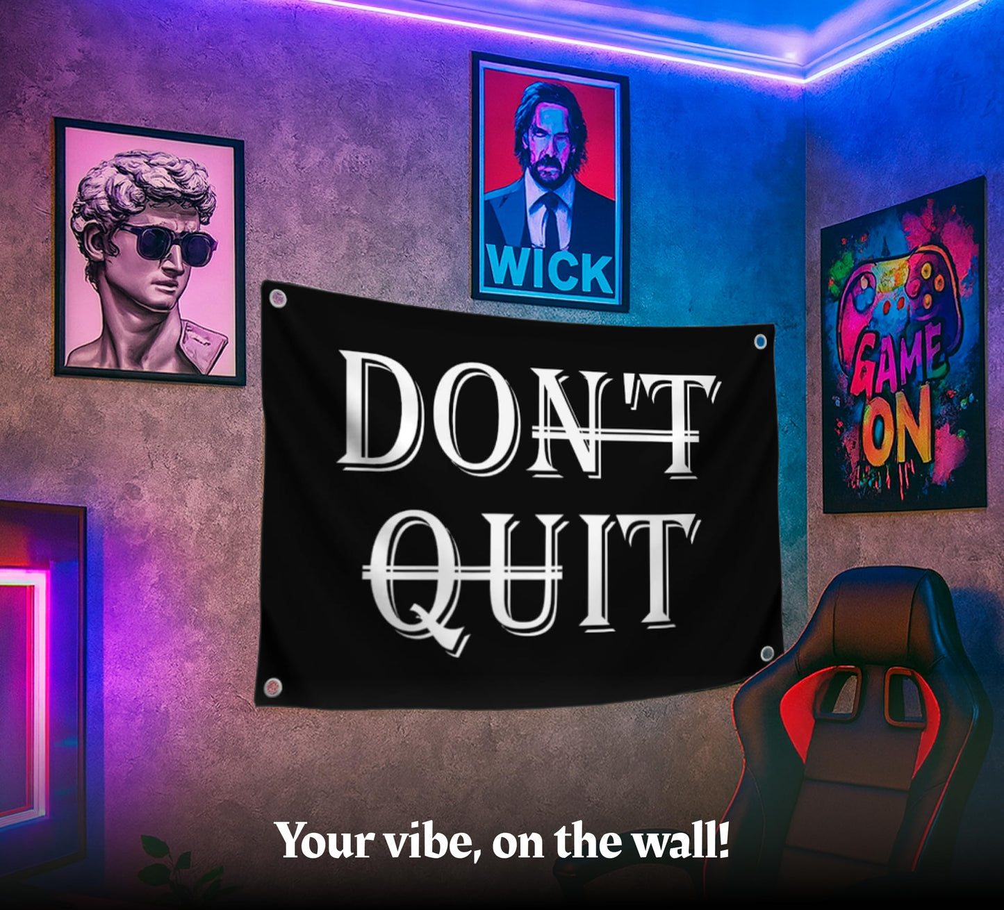 3x5 Feet Inspirational Quotes "Don’t Quit" Polyester Single Sided Flag with 4 Grommets - Motivational Wall Art for Bedroom Decoration