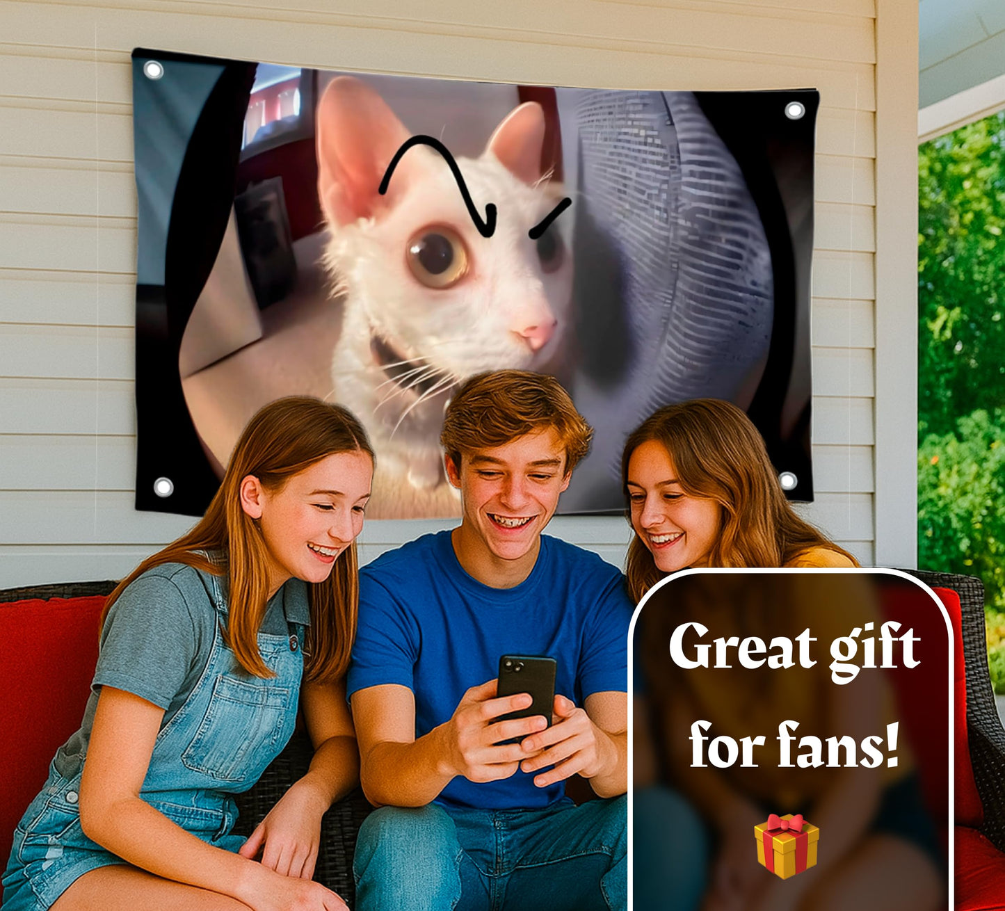 3x5 Feet Cat with Painted Eyebrows Tapestry Single Sided Flag with Four Brass Grommets - Polyester Funny Cats Outdoor or Indoor Flag.Funny Cats Poster