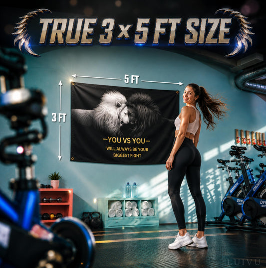 3x5 ft You vs You Lion Motivational Flag – Gym & Office Wall Banner