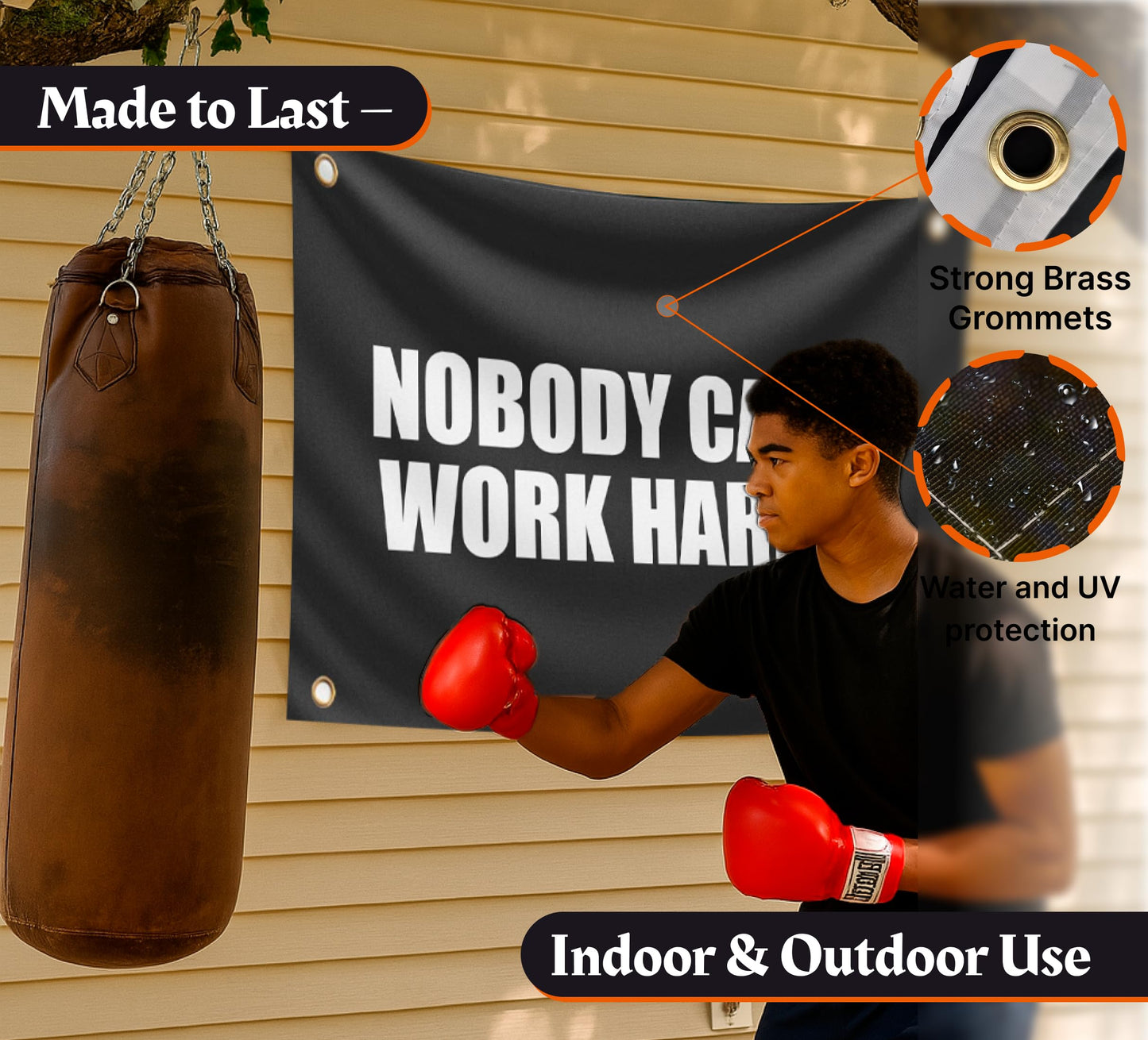 3x5 Feet Nobody Cares Motivational Gym Polyester Banner with 4 Grommets - Inspire Your Workout with this Flag - Fitness Wall Single Sided Decor