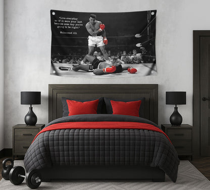 3X Motiv Sports Quote Polyester Flags 3x5 Ft with 4 Grommets - Rocky Inspirational Wall Single Sided Flag - Muhammad Motivation Quote Flags