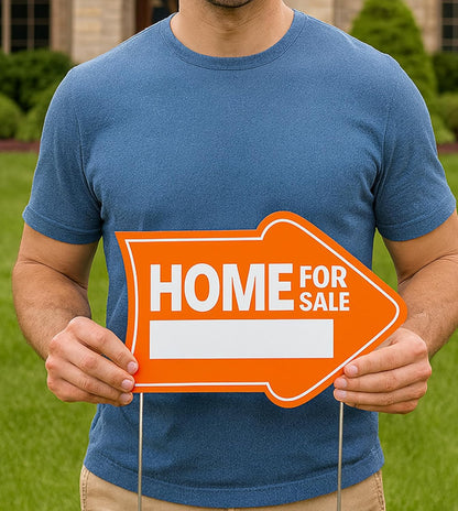 Pack of 4 Home for Sale Sign with Stakes - 12x8 inch Double Sided Home for Sale by Owner Yard Sign