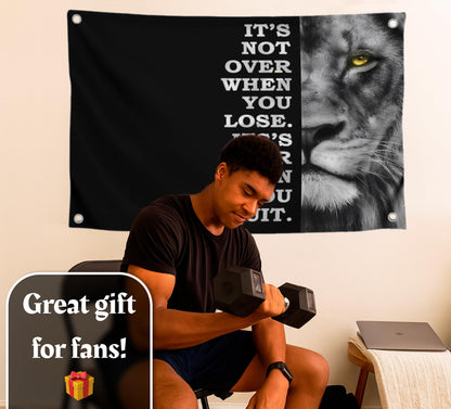 3x5 Feet Motivational Lion Wall Art with Four Brass Grommets - Cool Motivational Inspirational Poster for Men and Women