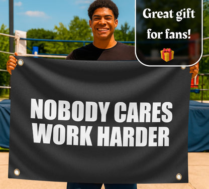 3x5 Feet Nobody Cares Motivational Gym Polyester Banner with 4 Grommets - Inspire Your Workout with this Flag - Fitness Wall Single Sided Decor
