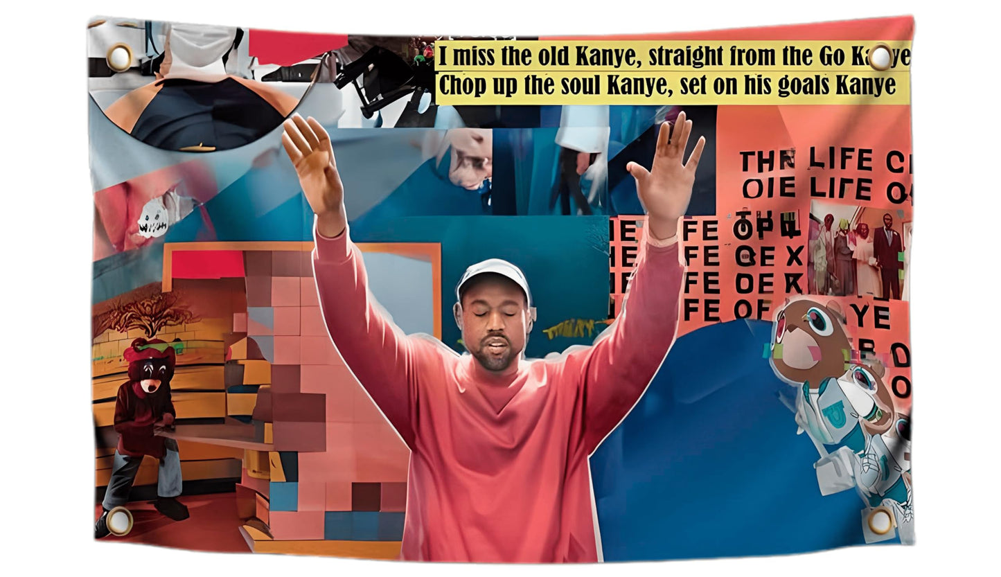 3x5 Feet The Old Kanye Funny Polyester Flag with Four Brass Grommets - Funny Single Sided Poster for Badroom - Durable Man Cave Wall Flag