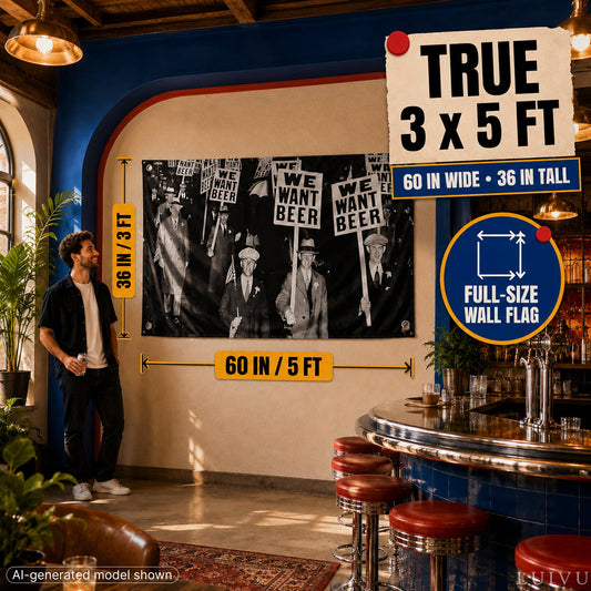 3x5 ft We Want Beer Funny Flag – Vintage Bar & Man Cave Wall Banner
