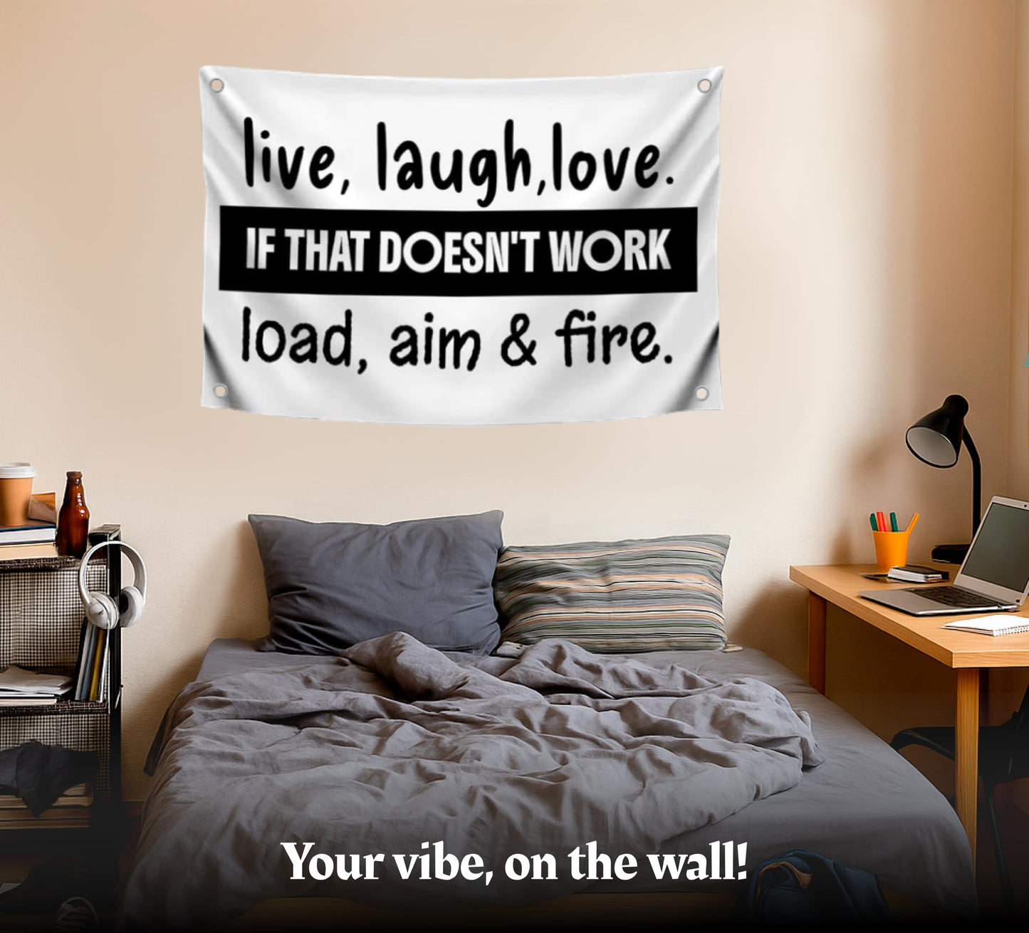 3x5 Feet Meme Flag with Quote "If That Doesn't Work" with Four Brass Grommets - Single Sided College Dorm Posters for Guys Decoration