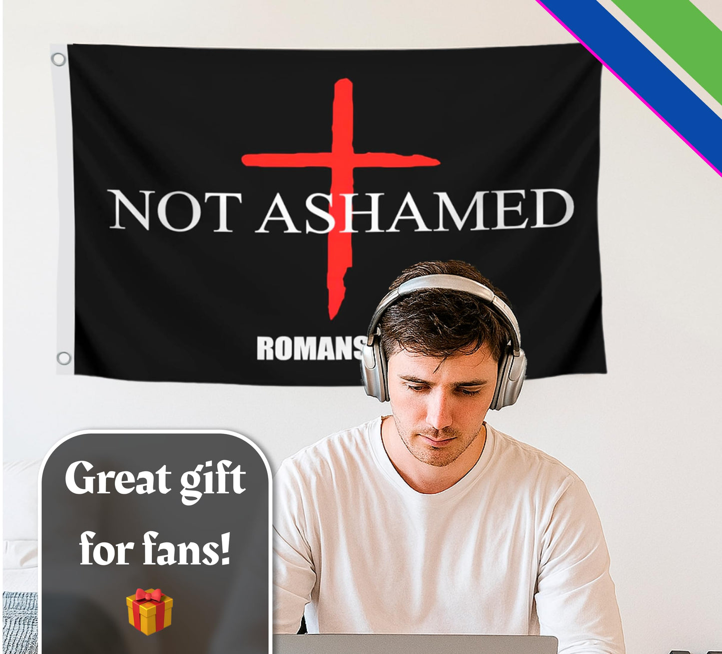3x5 Ft Not Ashamed Romans Flag with 2 Brass Grommets - Bedrooms Wall Decor. Funny College Dorm Polyester Flags for Girls. Cool Girl Single Sided Flags