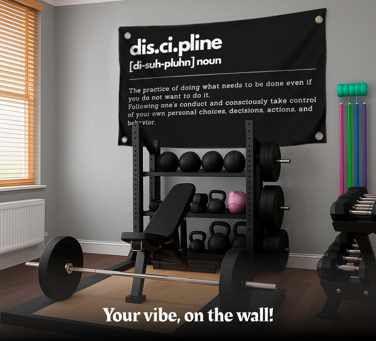 3x5 ft Discipline Motivational Gym Flag – Fitness Wall Banner