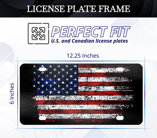 Personalized Vintage American Flag License Plate Frame - Personalise USA Flag Car Front Stainless Steel.Metal Standart Cars USA,Canada Frame for Front