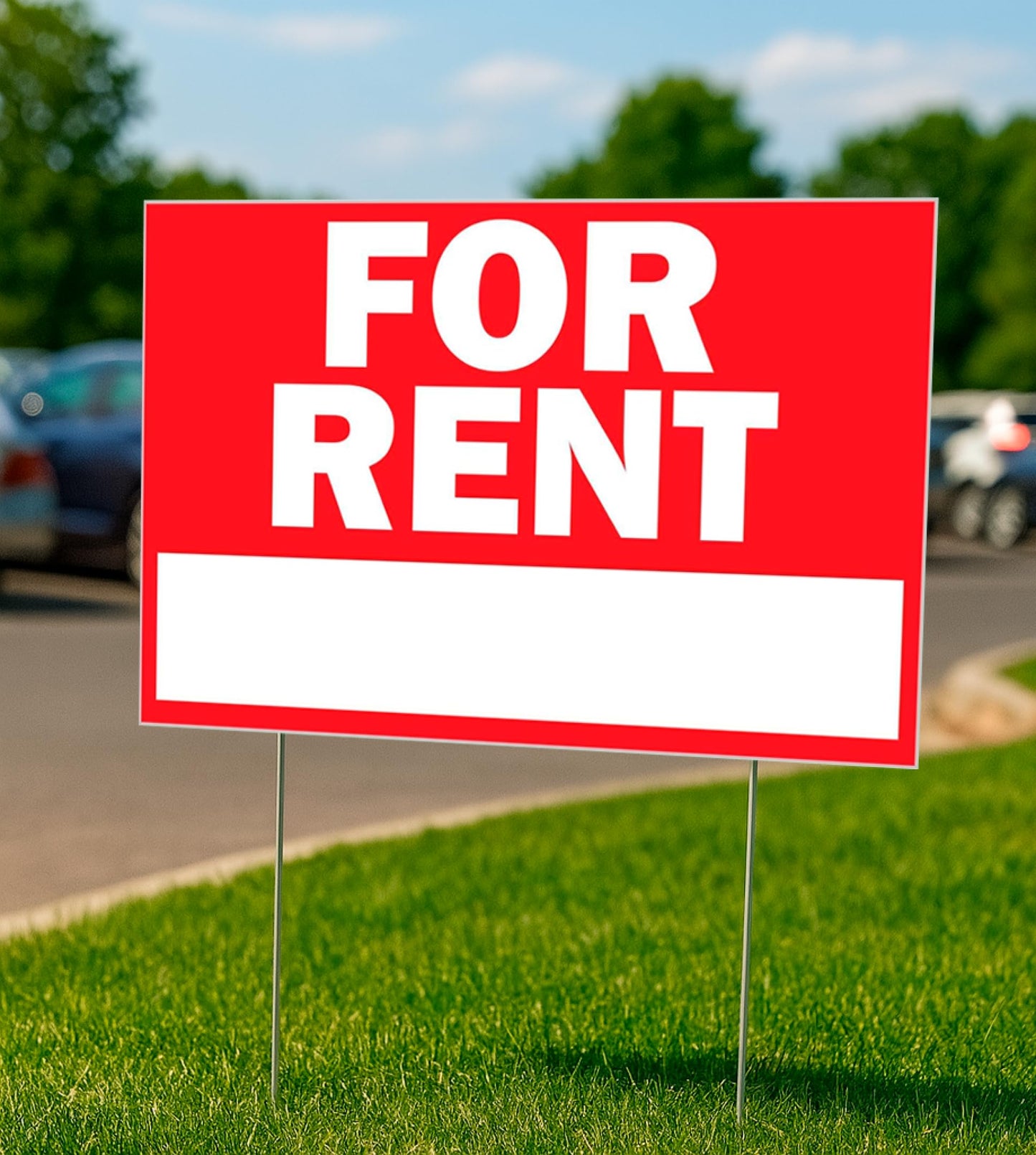 Double Sided Plastic Home for Rent sign - Set of 3 Pieces 12x8 Inch - Yard Sign with Tall Stands for Rentals Home Car Apartment Stores Business