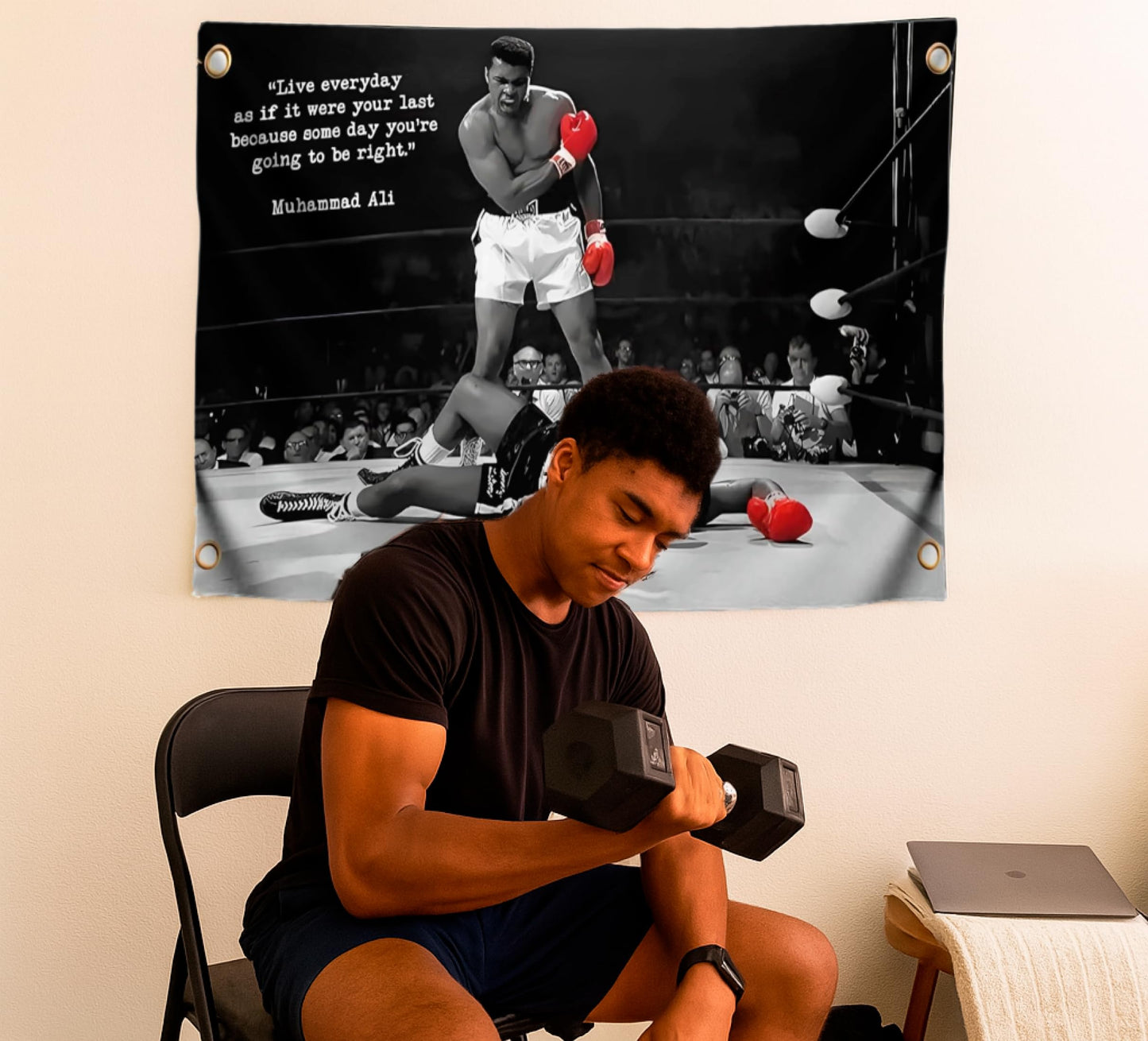 Male Ali Flag 3x5 with 4 Grommets - Indoor Polyester Single Sided Flags Boxing for Teens - Gym Sign Decor Inspiration - Muhammad Motiv Wall Art Home