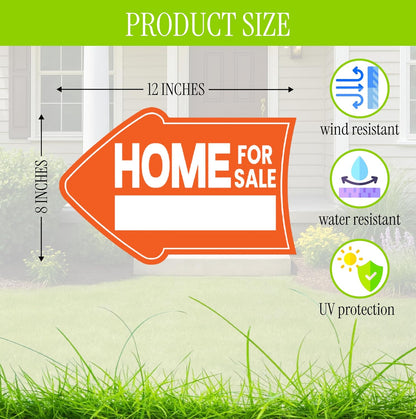 Pack of 4 Home for Sale Sign with Stakes - 12x8 inch Double Sided Home for Sale by Owner Yard Sign