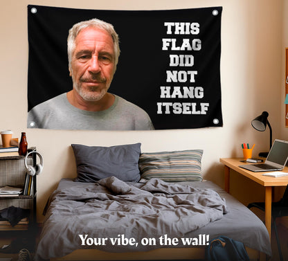 3x5 FT Banner with 4 Brass Grommets - This Flag Did Not Hang Itself - Jeffrey Epstein Tapestry Funny - Tapestrys Cool Wall Flag - College Dorm Room