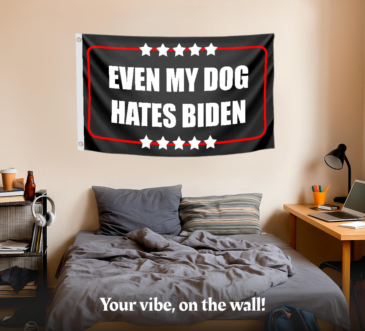 3x5 Feet Even My Dog Hates Biden Polyester Flag with 2 Grommets - Funny Anti Biden Humorous Sarcastic Political Joke Conservative Posters