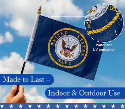 Pack of 12 (Dozen) 4x6 Inch U.S. National Emblem Military Service Miniature Desk & Table Flags - Polyester Small Mini Military Stick Flags