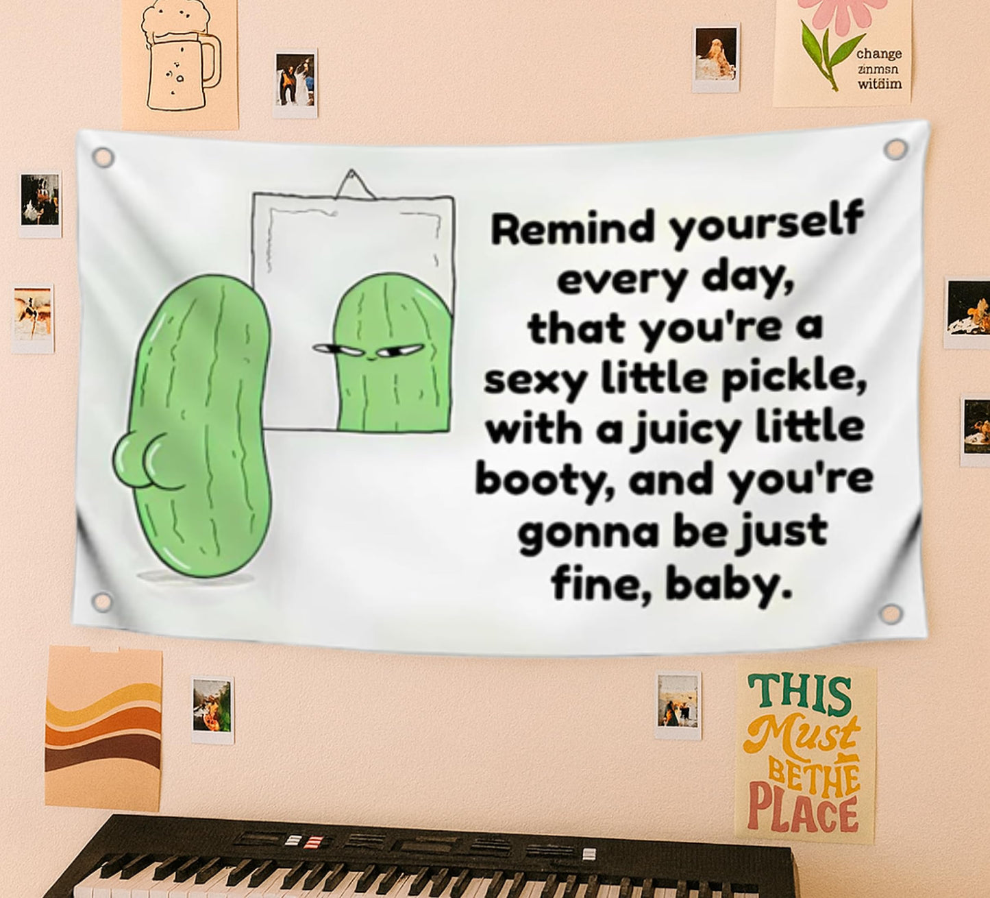 3x5 Feet Meme Flag with Quote "Remind Yourself Every Day" with Four Brass Grommets - Single Sided Cool Funny Flags for College Dorm