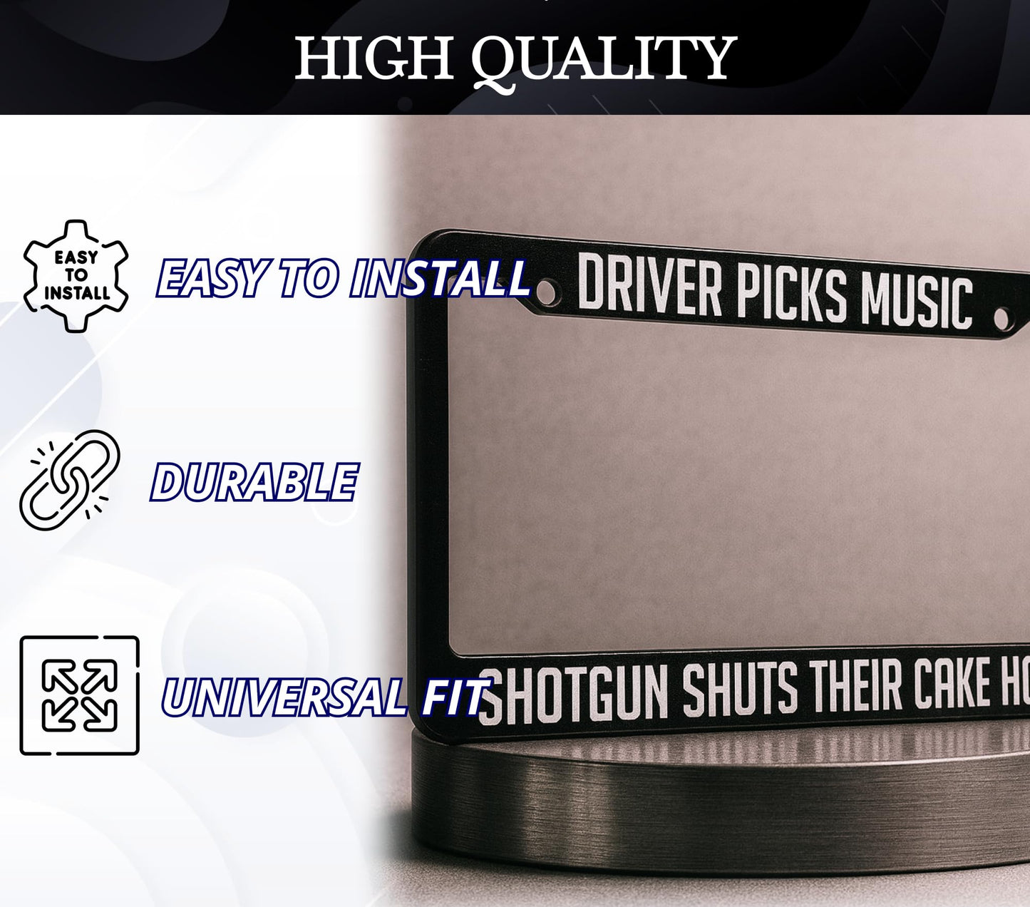 6x12.25 Inch License Plate Frame with 2 Holes and Screws Driver Picks Music Shotgun Shuts Their Cake Hole - Black Plate Frames Auto Car Accessoriesn
