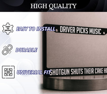 6x12.25 Inch License Plate Frame with 2 Holes and Screws Driver Picks Music Shotgun Shuts Their Cake Hole - Black Plate Frames Auto Car Accessoriesn
