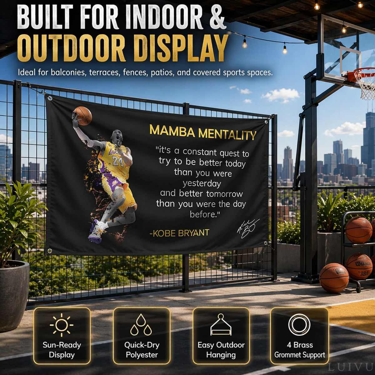 3x5 ft Kobe Mamba Mentality Flag – Basketball Motivational Banner