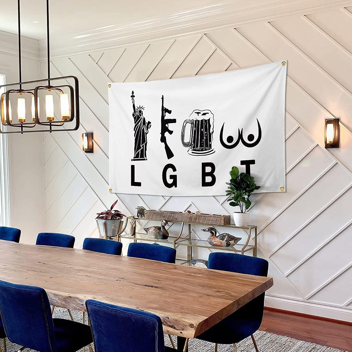 3x5 ft Liberty, Beer, Guns Funny Patriotic Flag – Man Cave & Dorm Banner