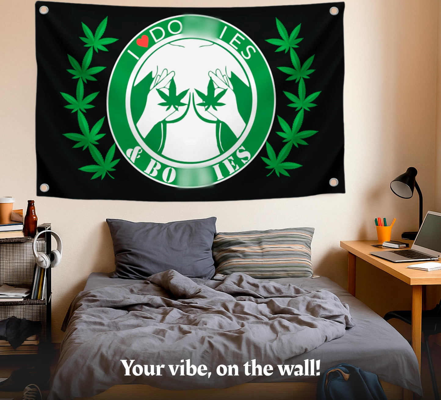 3x5 Feet I Love Doobiess And Boobies Single Sided Flag with 4 Grommets - Cool Funny Flags For Room Guys - Funny Polyester Tapestry Cool Wall Flags