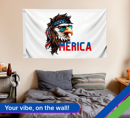 3x5 Feet American Bald Eagle Merica Polyester Flags with 2 Grommets - 4th of July American Funny Single Sided Banner - Americans Eagle Flag