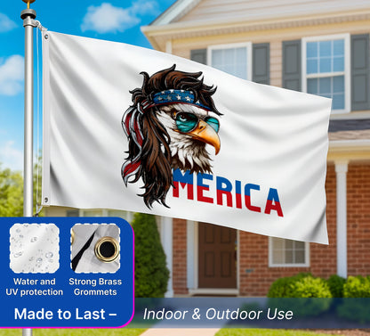 3x5 Feet American Bald Eagle Merica Polyester Flags with 2 Grommets - 4th of July American Funny Single Sided Banner - Americans Eagle Flag