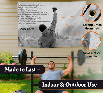 3x5 Ft Rocky Motivational Inspirational Single Sided Polyester Flag with Four Brass Grommets - Wall Hanging Tapestry Bodybuilding