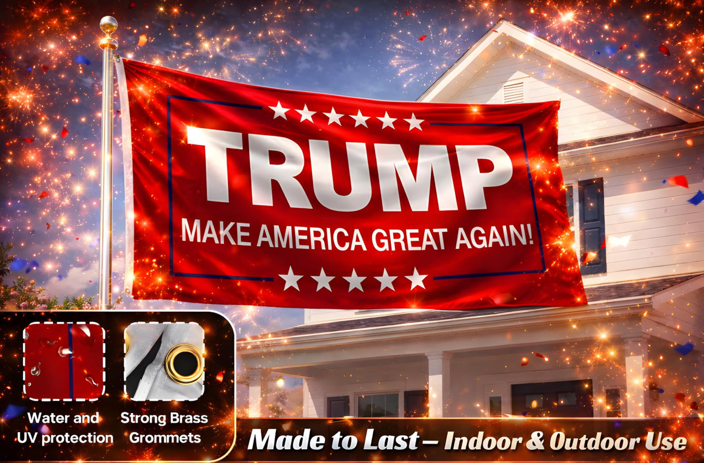 3x5 Feet Polyester Meme Flag with Quote "Make America Great Again" with 2 Brass Grommets - Double Sided Political Home Banner - Keep America Great