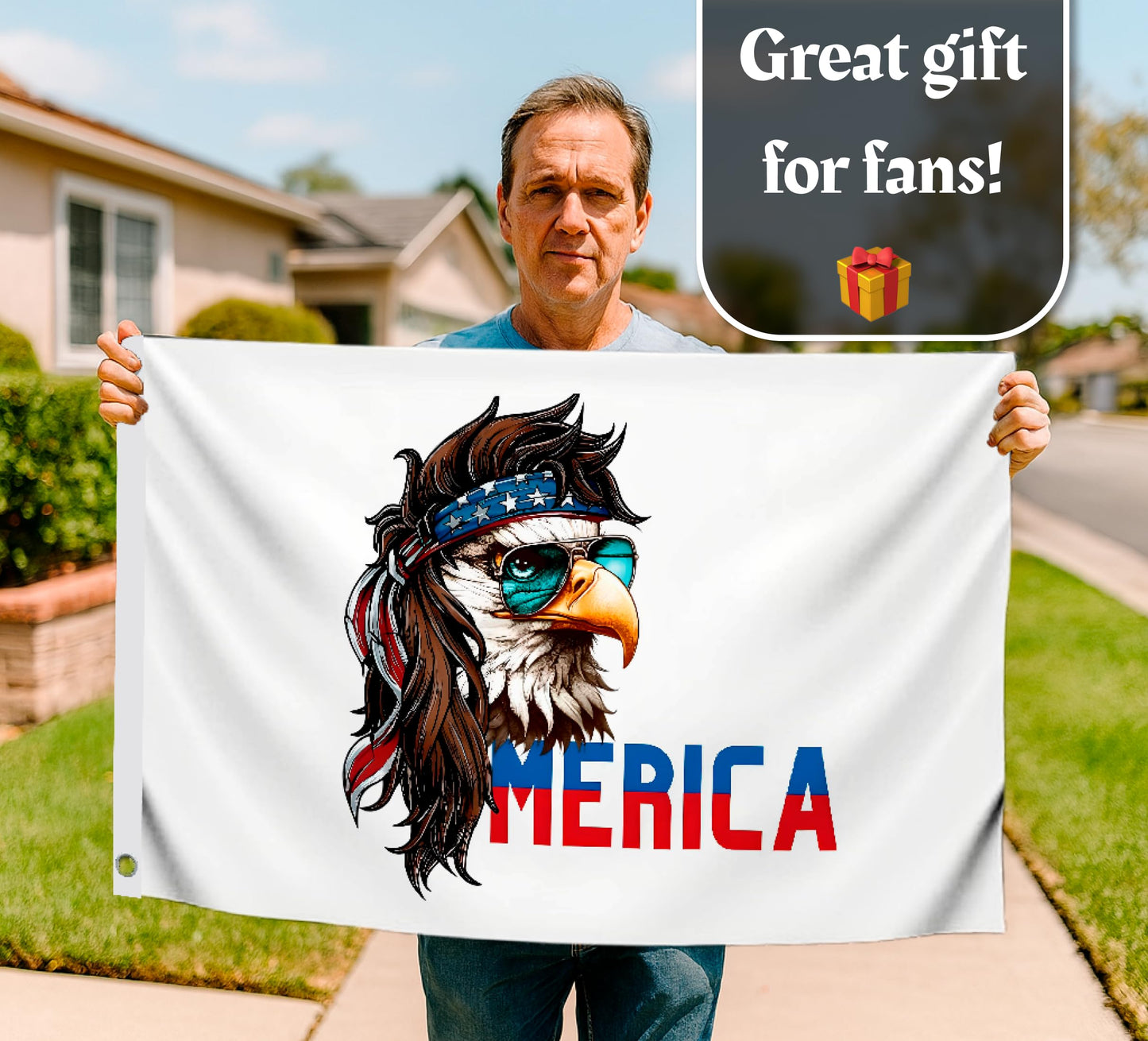 3x5 Feet American Bald Eagle Merica Polyester Flags with 2 Grommets - 4th of July American Funny Single Sided Banner - Americans Eagle Flag