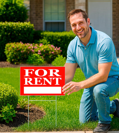 3 Pack 12x16 inch For Rent Sign Double Sided - Home for Rent Lawn Plastic Sign With H-Stakes for Real Estate Agent, Homeowner