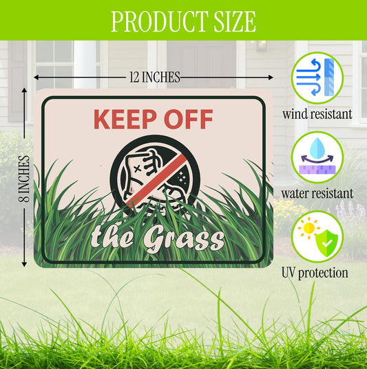 Set of 3 Double Sided 12x8 Inches Plastic Sign With H-Stakes "KEEP OFF the Grass" - Signs do not Walk on the Garden in the Yard