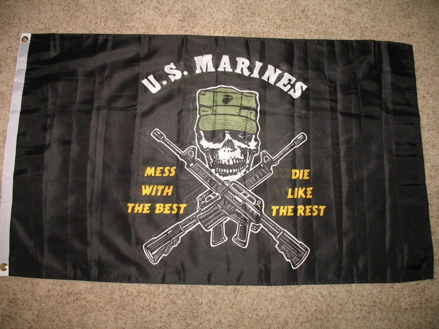 Double Sided Us Marines Mess with The Best Die Like The Rest 3X5 2Ply Sewn Flag