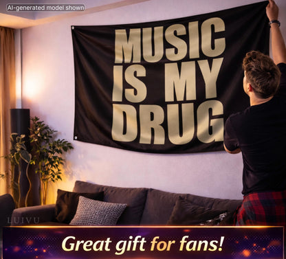 3x5 ft "Music Is My..." Quote Flag – Black Music Wall Banner