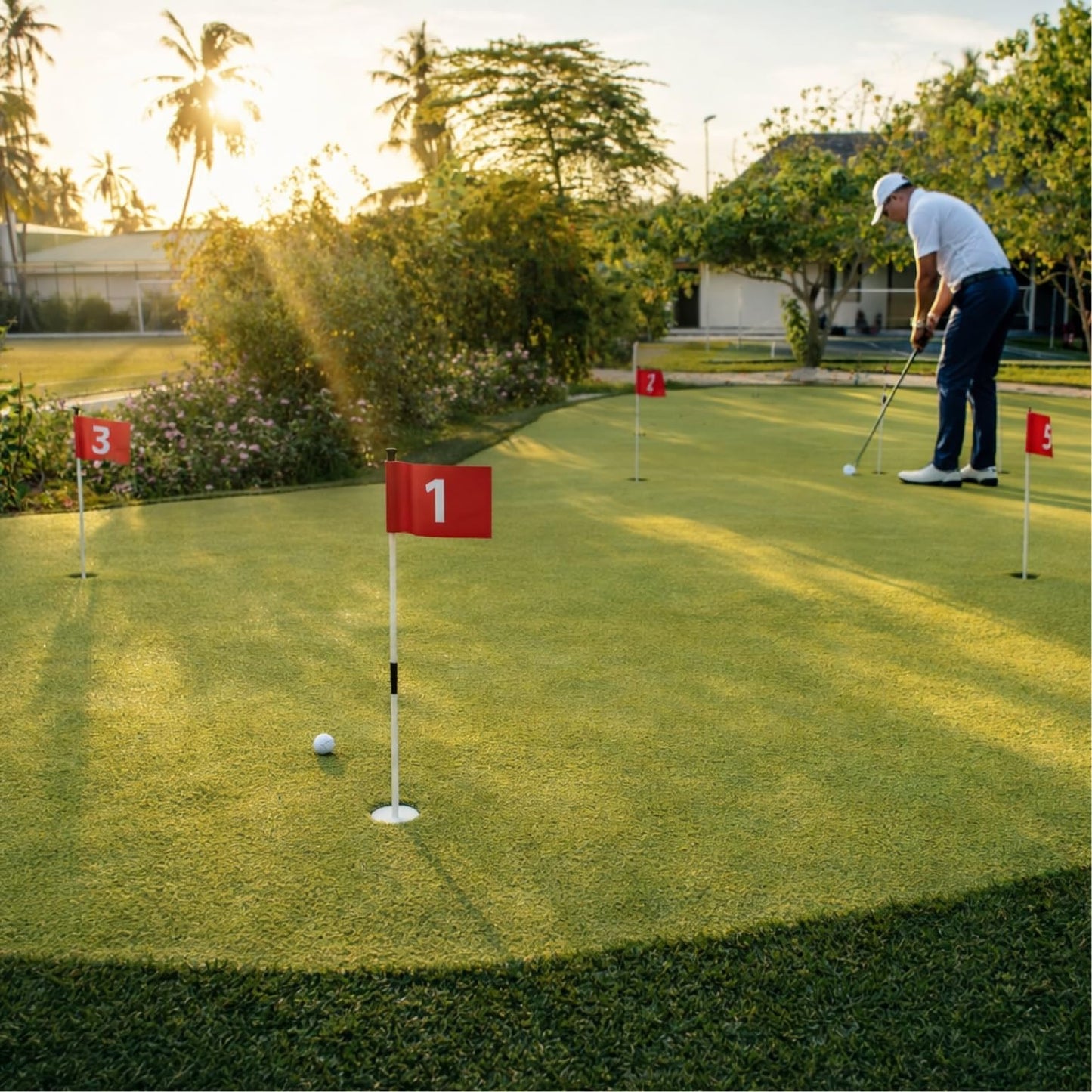Set of 3 Double Sided 8x6 Inches Numbered Golf Polyester Flag - Mini Practice Putting Green Flags for Yard in 420D Nylon - Small Banner Numbered