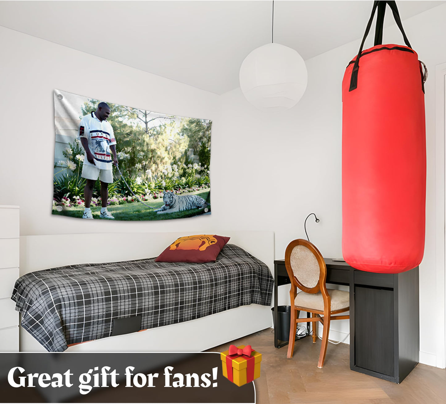 3x5 Ft Polyester Flag with Mike and Tiger with 4 Brass Grommets - Fun Boxing Single Sided Banner for Gym - Man Cave Wall Decoration for College Dorm