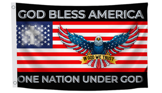 3x5 Feet One Nation Under Flag with 2 Grommets - Bless America Single Sided Flags With Eagles - Easter Flags for 4th of July