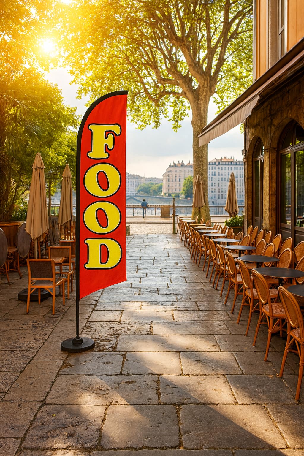 12x2.5 Feet Tall Feather Flags "Food" - Feather Flag Decorations for Business Advertising - Polyester Flag Banner for Storefronts - Special Tapestry