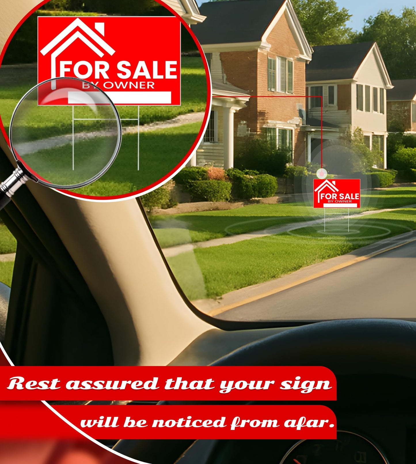 3X For Sale By Owner Yard Sign 12x16 Double Sided Yard Plastic Signs with H Stakes - Perfect for Home Owners Real Estate Directional Signs