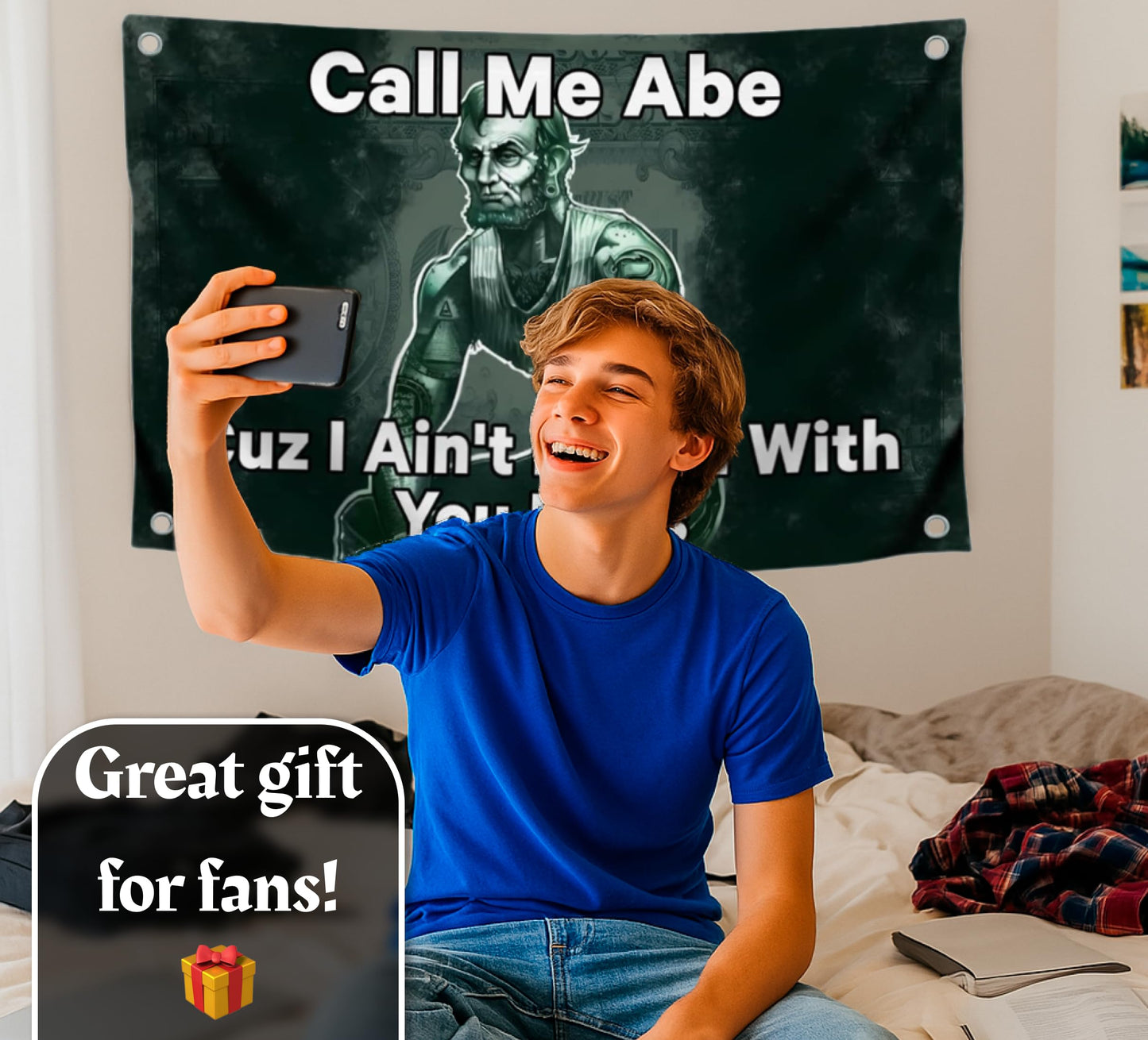 3x5 Feet Meme Linkoln Polyester Flag Quoted Call Me Abe Cuz I Ain't Linkin with You with Four Brass Grommets.Tapestry Funny President Flag for College
