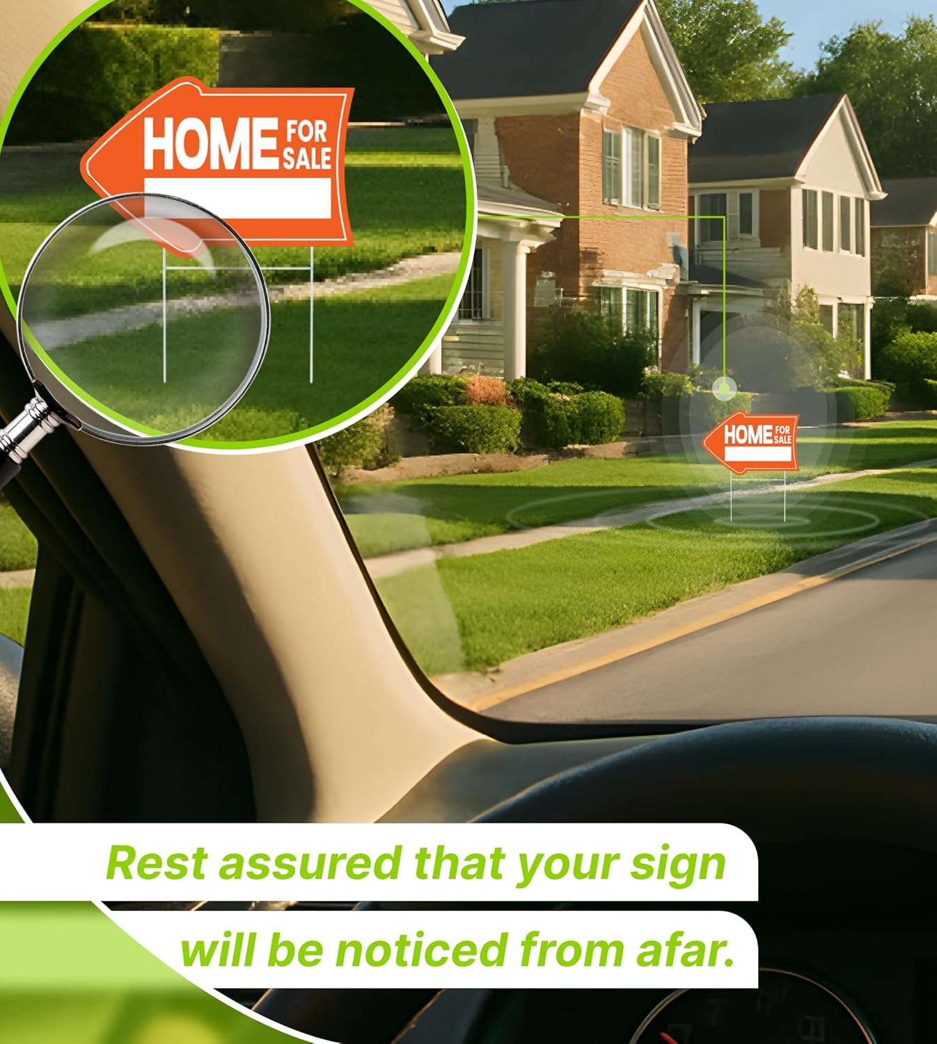 Pack of 4 Home for Sale Sign with Stakes - 12x8 inch Double Sided Home for Sale by Owner Yard Sign