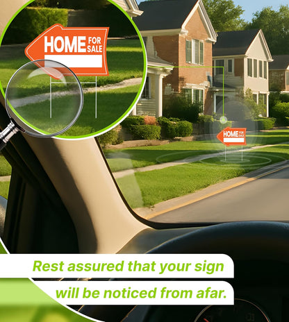 Pack of 4 Home for Sale Sign with Stakes - 12x8 inch Double Sided Home for Sale by Owner Yard Sign