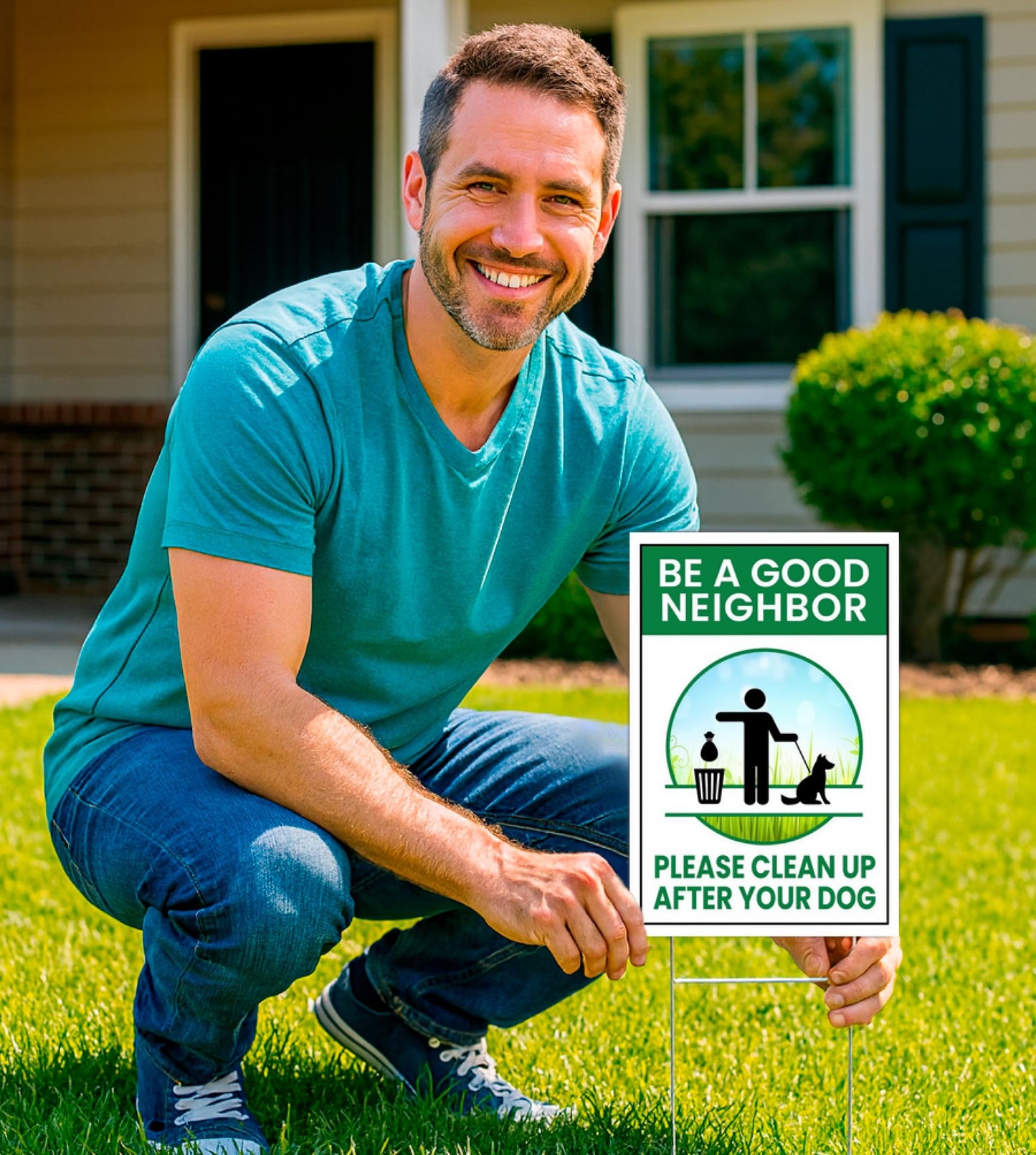 12x8 3X Neighbor Clean Up After Your Dogs Plastic Signs - No Dog Poop Double Sided Sign for Yard - No Dogs Allowed or Keep off Grass Sign