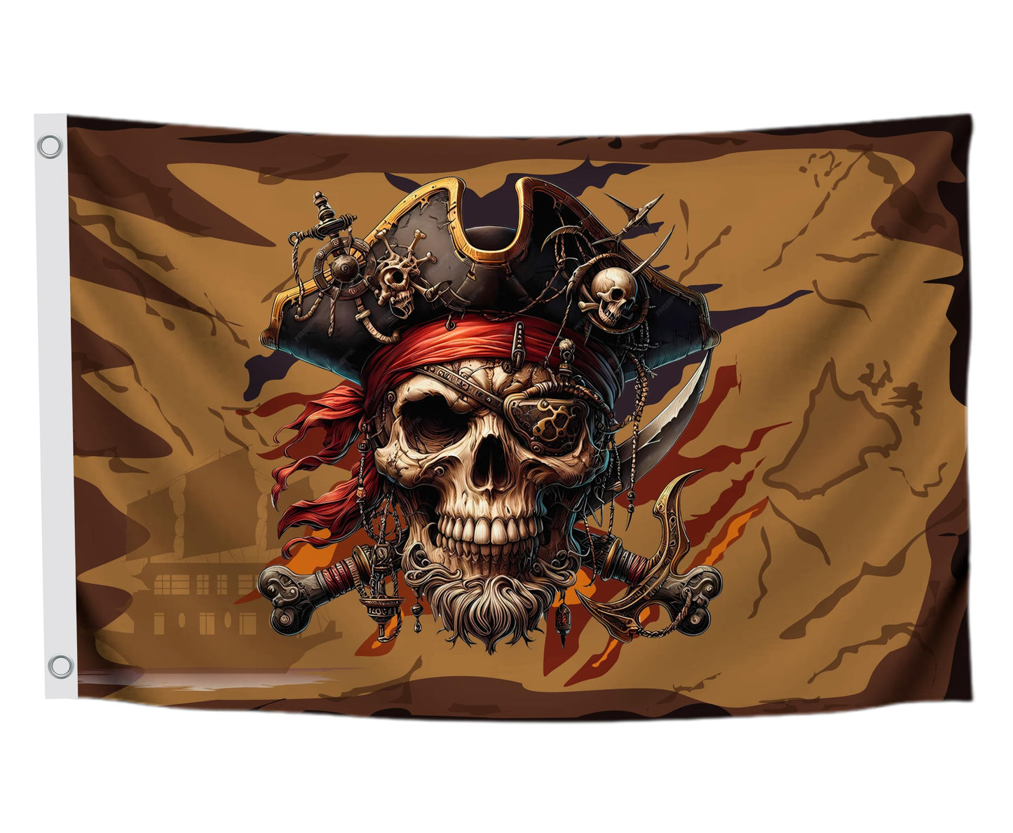 3x5 Feet Pirate Skull Flag with Two Brass Grommets - Pirat Flags Skull and Crossbones for Garden Yard Lawn Patio House - Yard Porch Patio Banner Flags