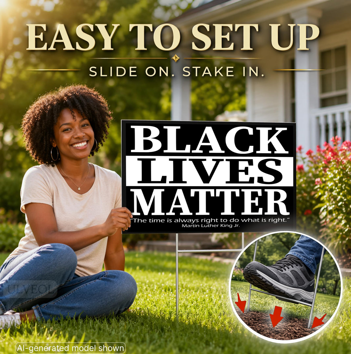 12x18 in Black Lives Matter In This House We Believe Yard Sign – Double-Sided with Stake