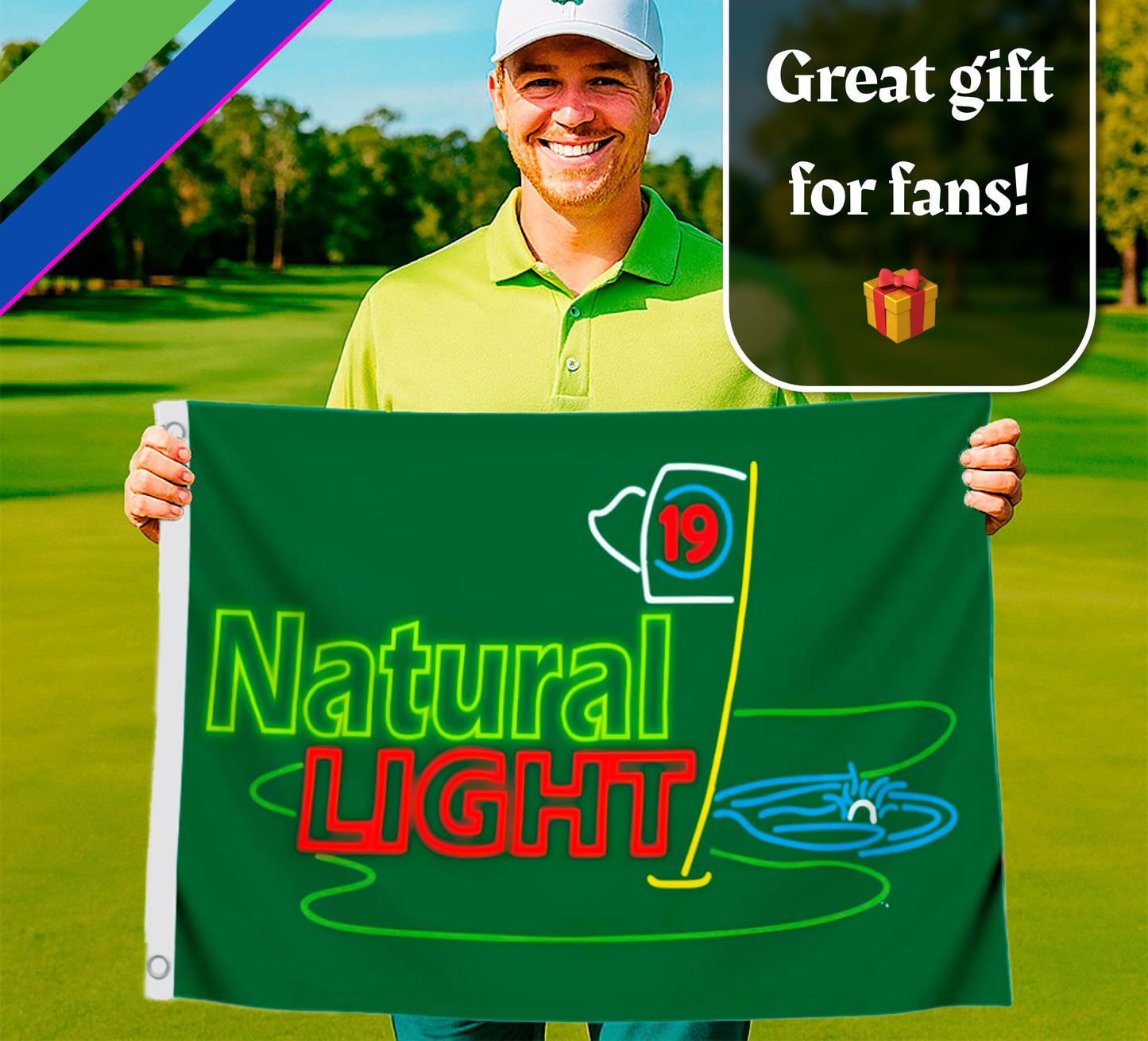 3x5 Ft Flag for Beer 19th Hole Cool Flags - Man Cave Wall Single Sided Flag with 2 Grommets for Dorm Room Decor - Natural Light Banner - Outdoor House