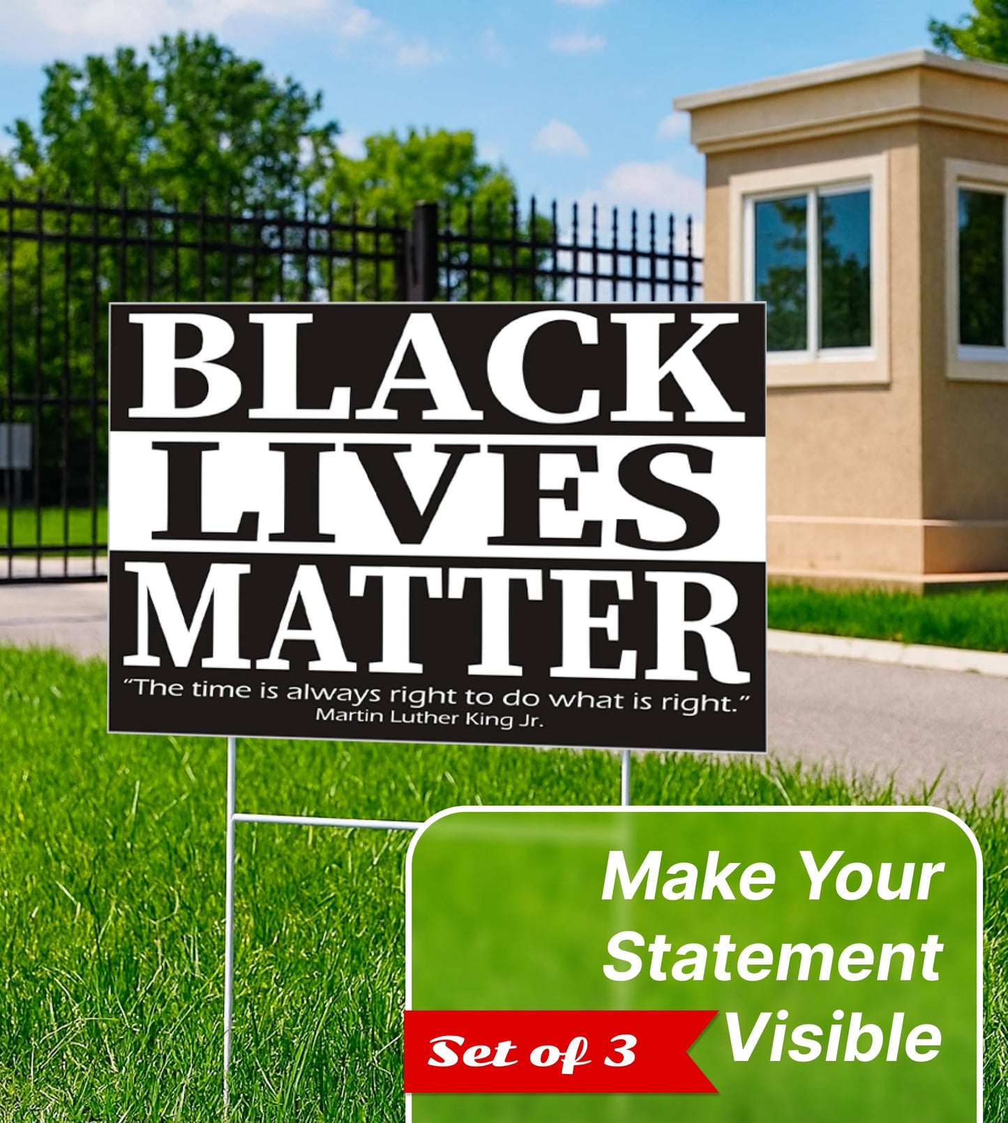 Black Lives Matter Yard Sign - In This House We Believe Yard Double sided Sign 12" x 18" inches - Corrugated Plastic with H Metal Stake