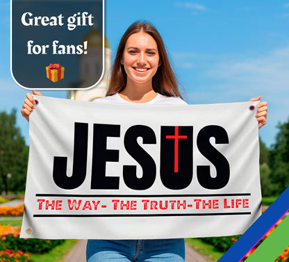 3x5 Ft The Way Truth Life Polyester Flag with 4 Brass Grommets - Decorations Patriotic Flag Banner - Single Sided Bedroom Wall Decoration